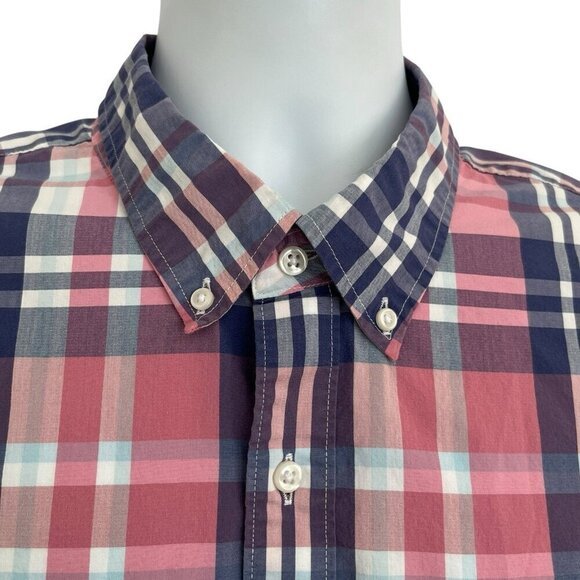 J. Crew Shirt Mens XL Slim Fit Untucked Button Down Plaid Shirt Blue Pink Preppy - Picture 5 of 14